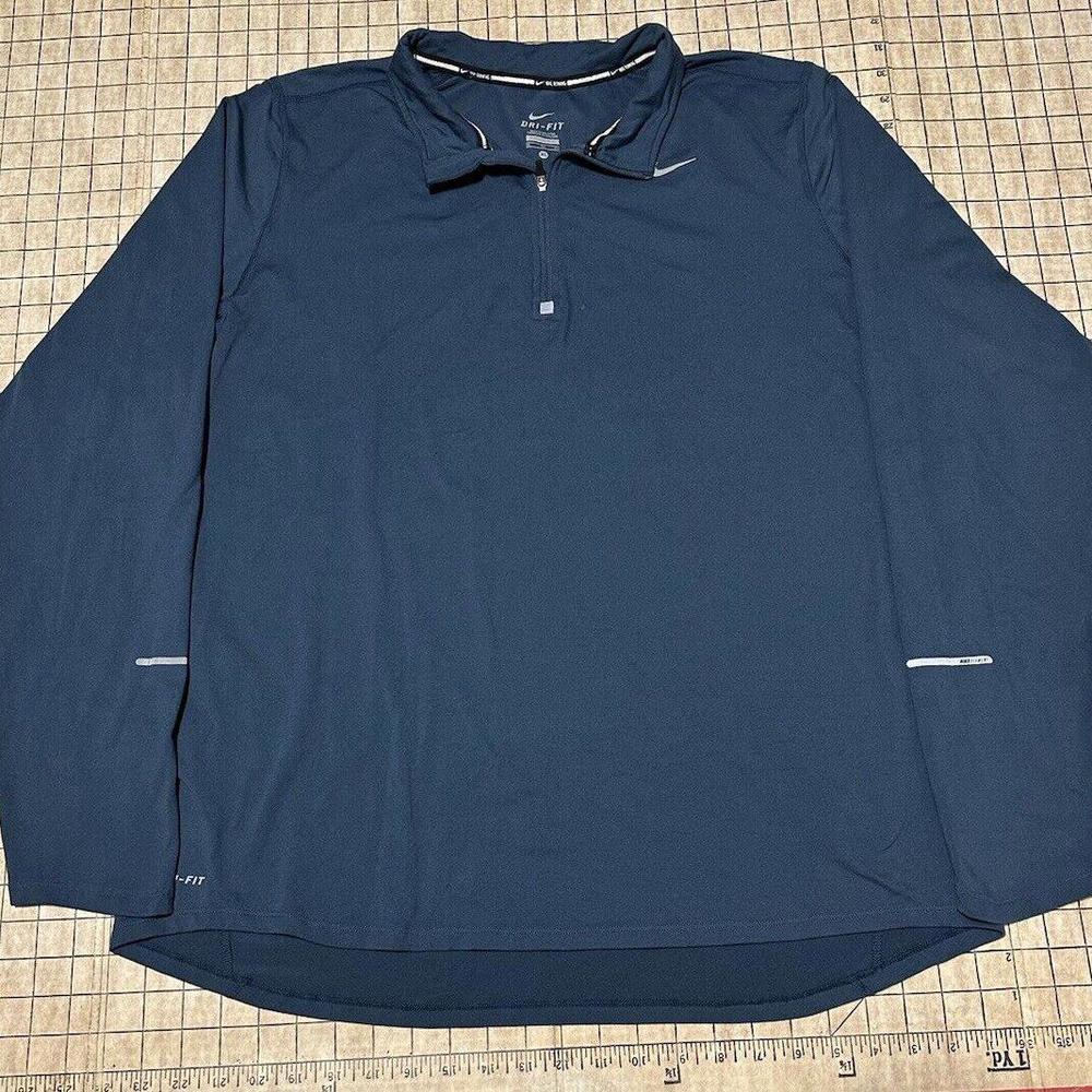 Nike Running Men’s 1/4 Zip Jacket Nike Element Dri-Fit Thumb Hole Blue XL